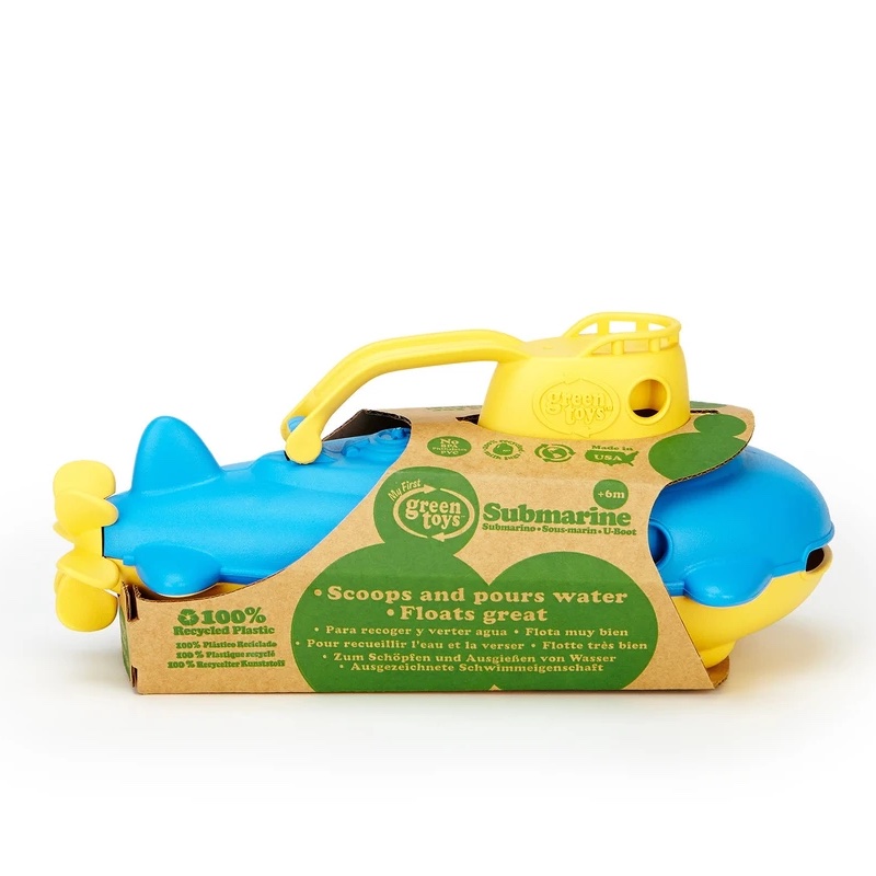 Green Toys Submarine & Ferry Boat Bundle - Recycled Plastic Bath Toys For Kids