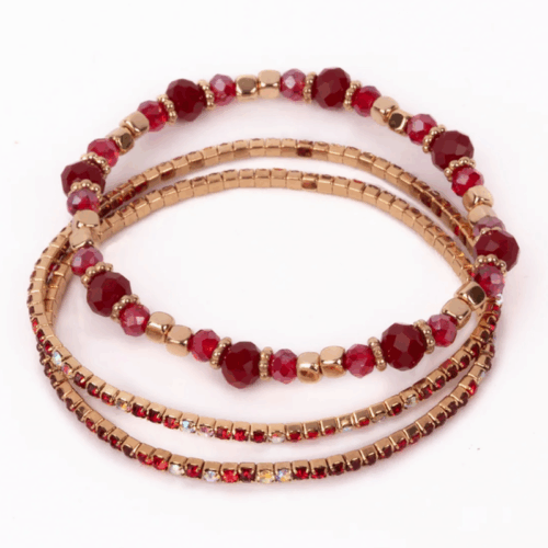 Boutique Ruby Red Bracelet Set (3 pcs)