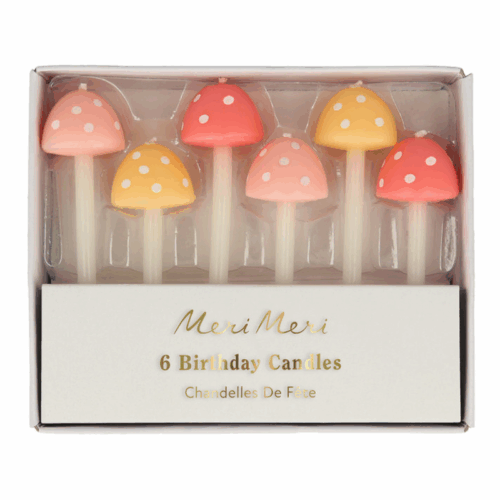 Mushroom party candles (x6)