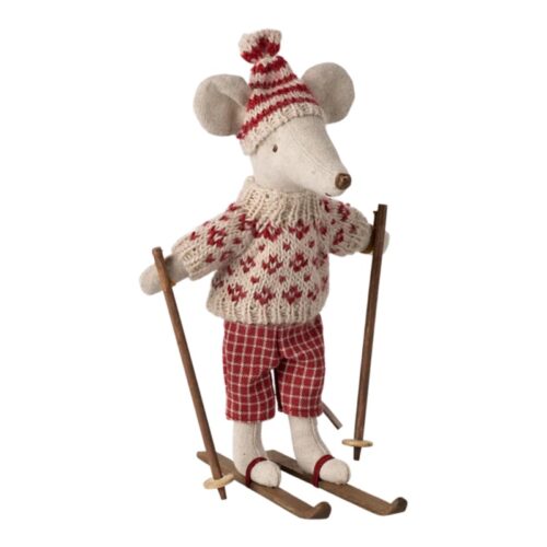 Winter mouse with ski set and hat - mum
