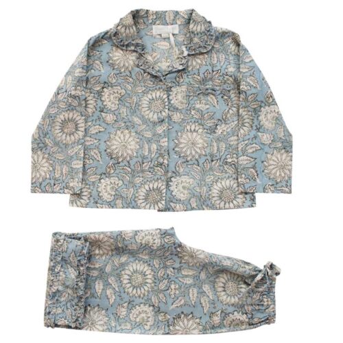 Cornflower Blue Floral Print Girls Pyjamas