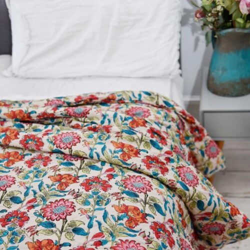 Floral Garden Print Quilt/Throw