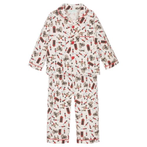 White cotton horse guard print pyjamas