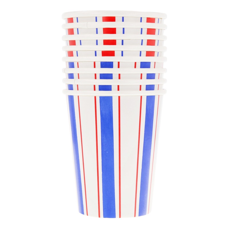 Nautical striped cups (x8)