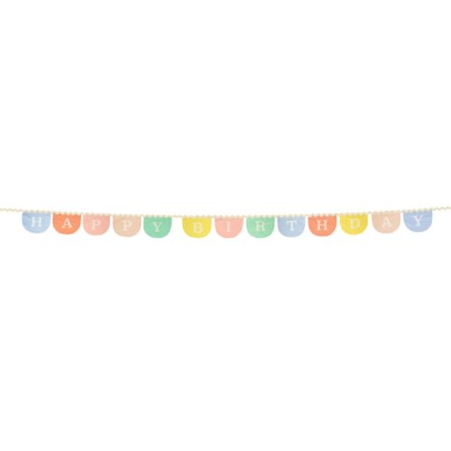 Pastel Happy birthday fabric garland