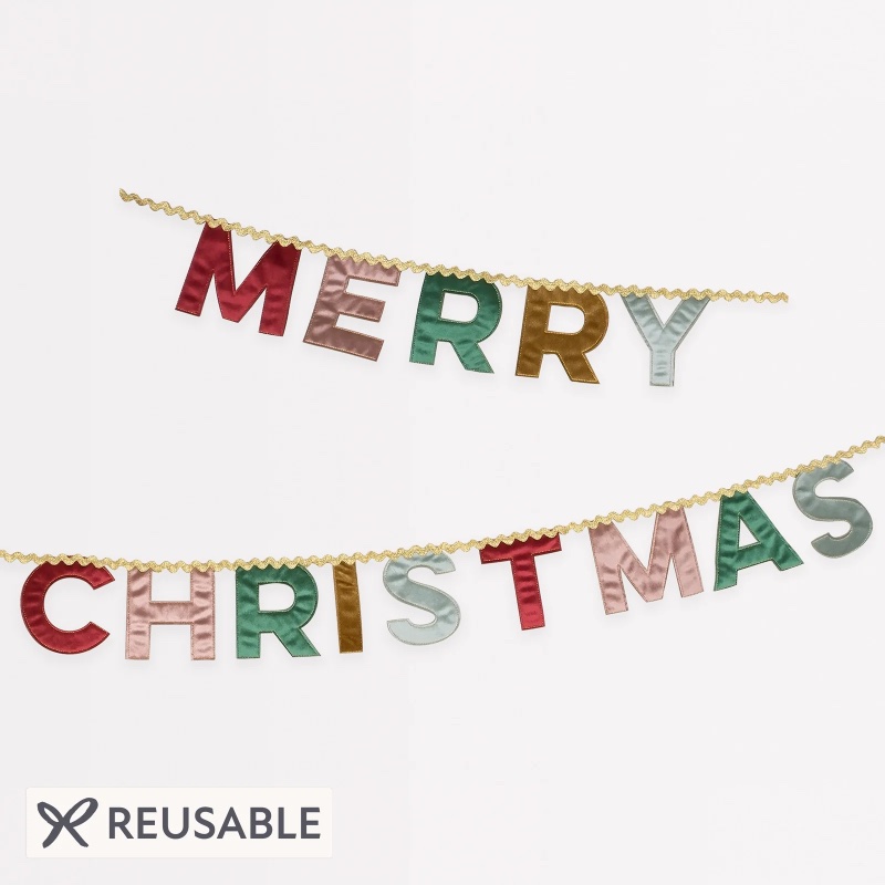 Merry Christmas velvet pennant garland - Image 3