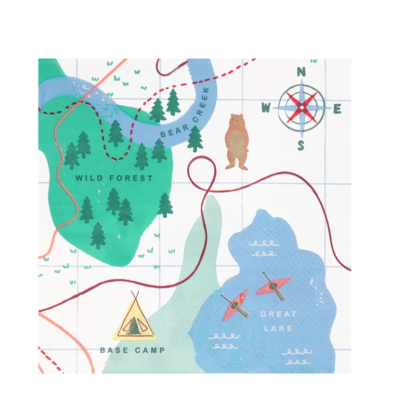 Woodland adventure map napkins (16x)