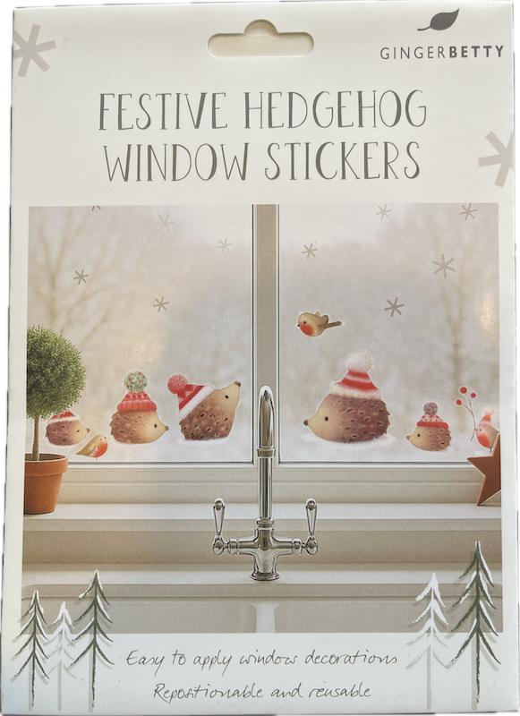 Stickerscape Festive Hedgehog window stickers